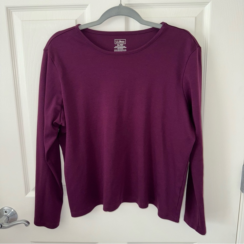 L.L. Bean Women's Rich Plum Long Sleeve Tee - 100% Supima Cotton - Size: XL P